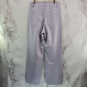 Zara Pants Womens Medium 30 Lavender Faux Vegan Leather High Rise Straight Wide